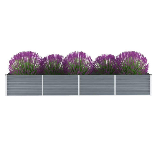 44846 vidaXL Garden Raised Bed Galvanised Steel 320x80x45 cm Grey