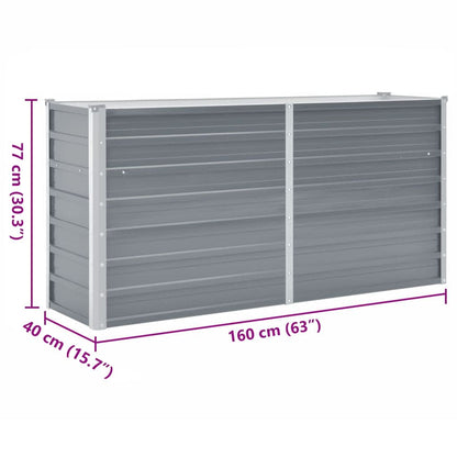 vidaXL Garden Raised Bed Galvanised Steel 160x40x77 cm Grey
