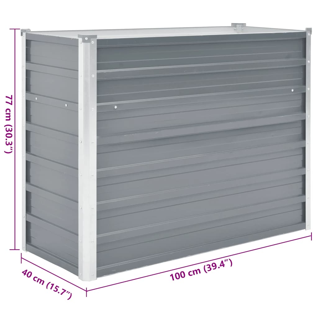 44852 vidaXL Garden Raised Bed Galvanised Steel 100x40x77 cm Grey