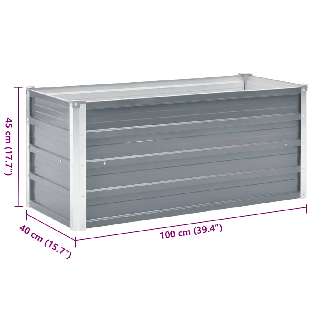 44854 vidaXL Garden Raised Bed Galvanised Steel 100x40x45 cm Grey
