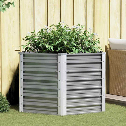 44856 vidaXL Garden Raised Bed Galvanised Steel 129x129x77 cm Grey