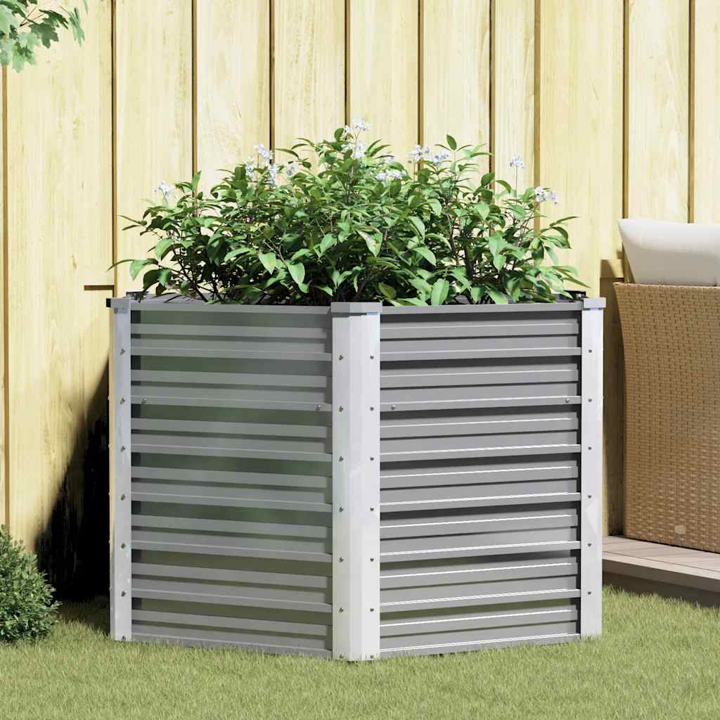 44856 vidaXL Garden Raised Bed Galvanised Steel 129x129x77 cm Grey