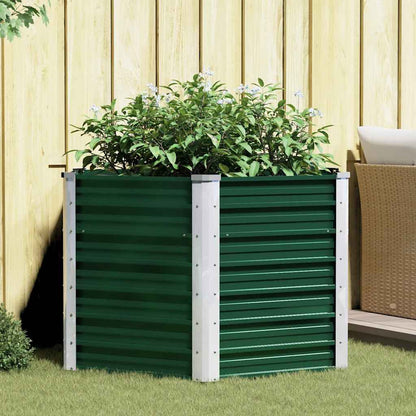 44857 vidaXL Garden Raised Bed Galvanised Steel 129x129x77 cm Green