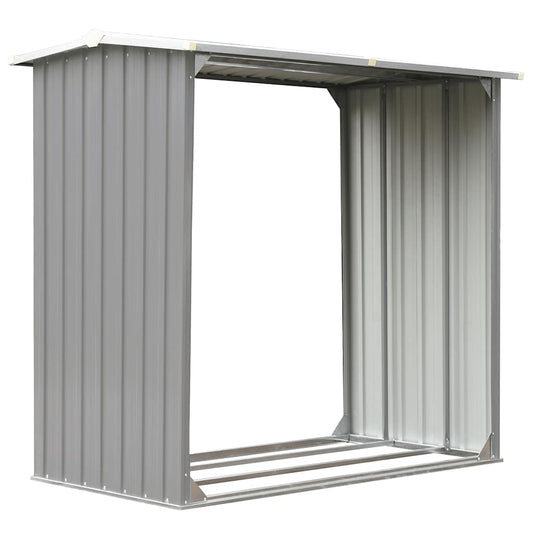 44858 vidaXL Garden Log Storage Shed Galvanised Steel 172x91x154 cm Grey
