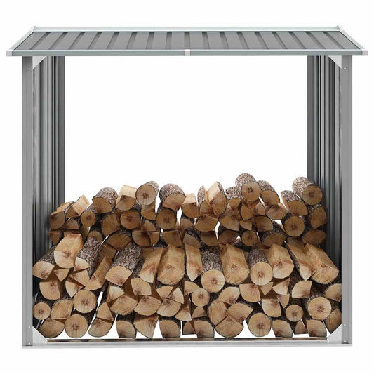 vidaXL Garden Log Storage Shed Galvanised Steel 172x91x154 cm Grey