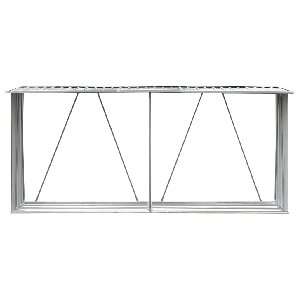 vidaXL Garden Log Storage Shed Galvanised Steel 330x84x152 cm Grey