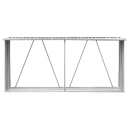 vidaXL Garden Log Storage Shed Galvanised Steel 330x84x152 cm Grey