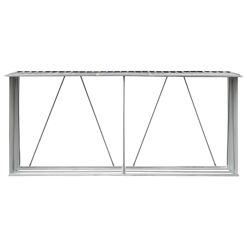 vidaXL Garden Log Storage Shed Galvanised Steel 330x84x152 cm Grey