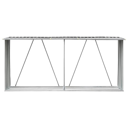 vidaXL Garden Log Storage Shed Galvanised Steel 330x84x152 cm Grey
