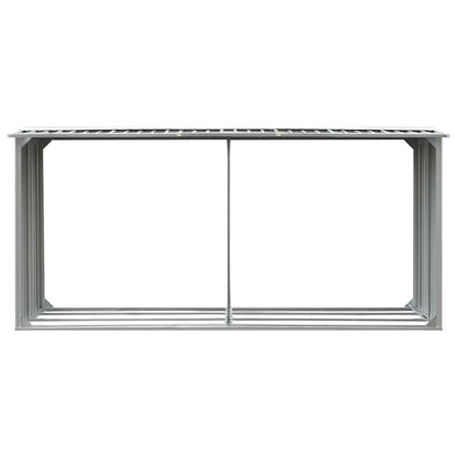 vidaXL Garden Log Storage Shed Galvanised Steel 330x92x153 cm Grey