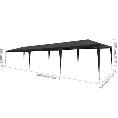 45089 vidaXL Party Tent 3x9 m PE Anthracite