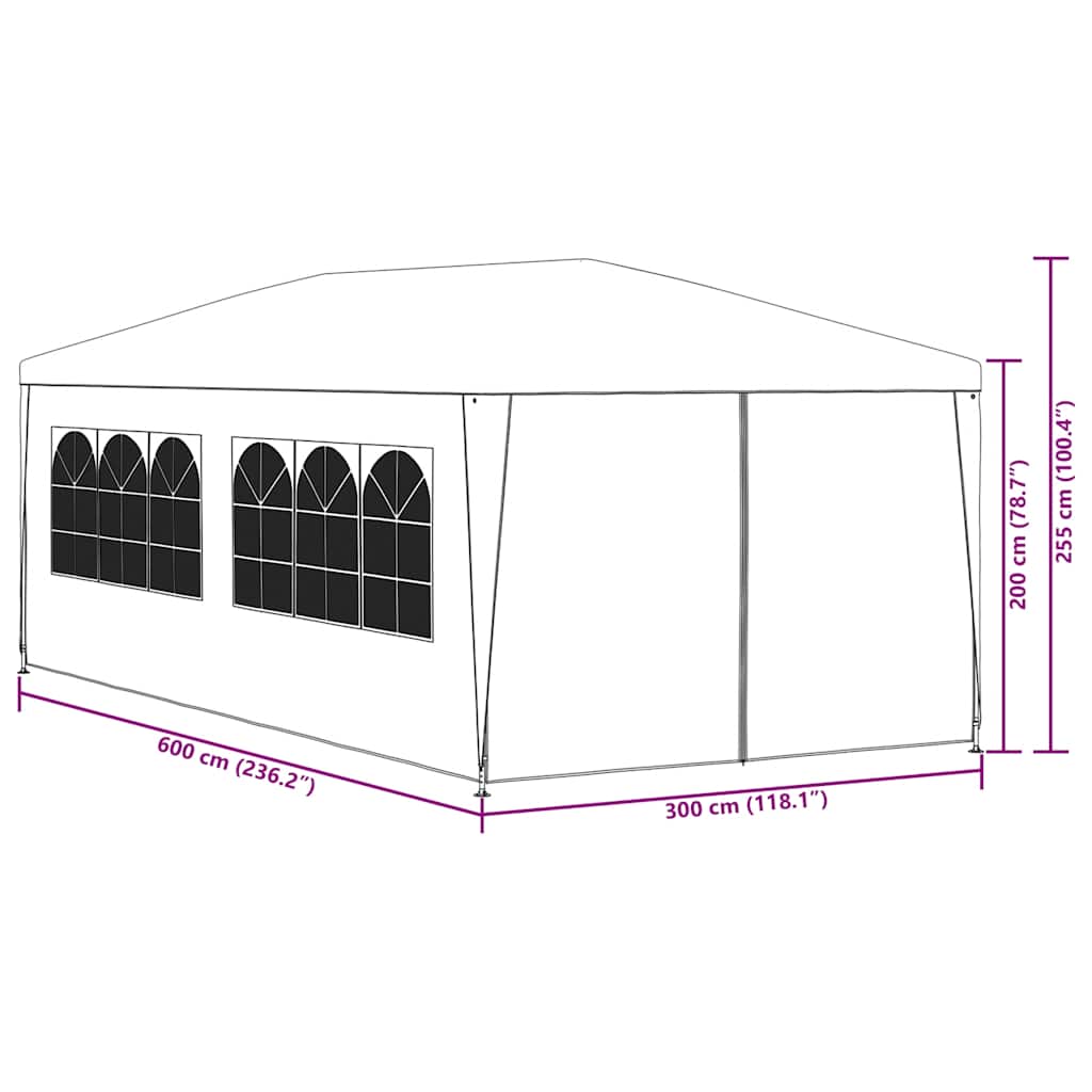 vidaXL Partytent | Green | Polyethylene, Steel | 3x6 m | UV-resistant materials