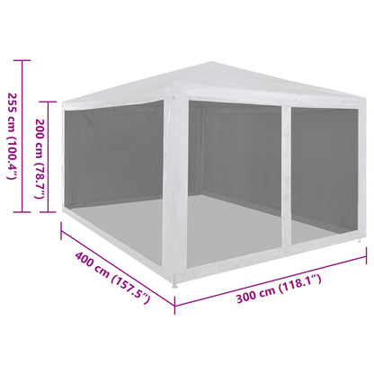 45109 vidaXL Party Tent with 4 Mesh Sidewalls 4x3 m