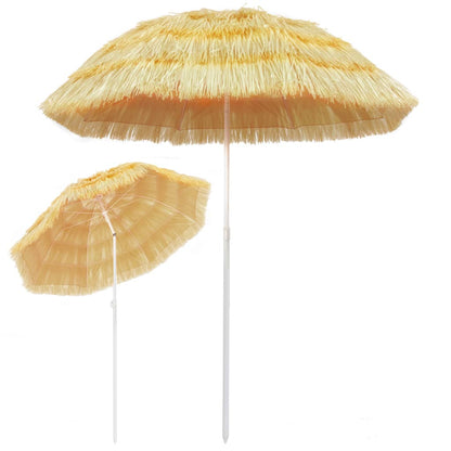 vidaXL Beach Parasol | Natural | Polypropylene | Medium | Height-Adjustable