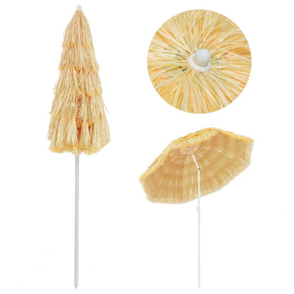 vidaXL Beach Parasol | Natural | Polypropylene | Medium | Height-Adjustable