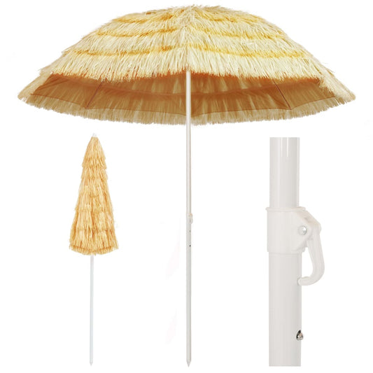 vidaXL Beach Parasol | Natural | Polypropylene, Polyester, Powder-Coated Steel