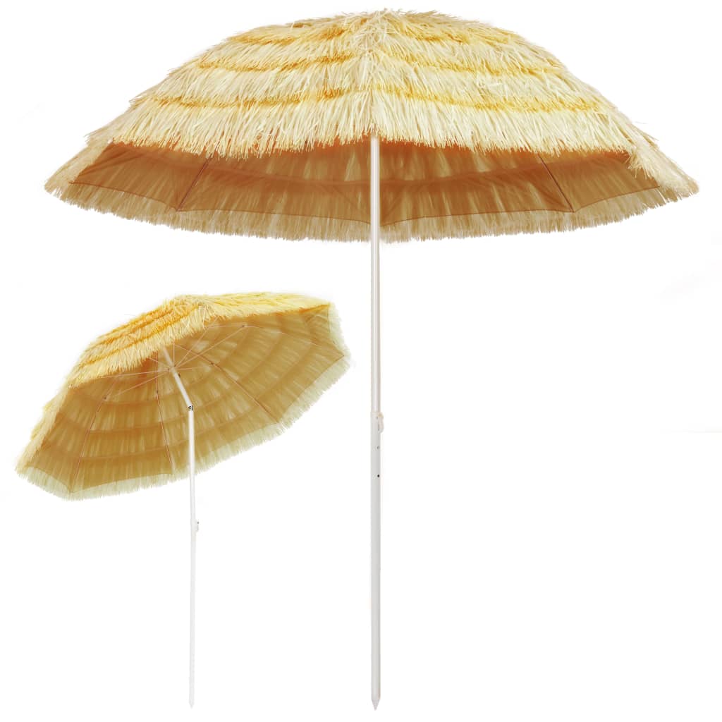 vidaXL Beach Parasol | Natural | Polypropylene, Polyester, Powder-Coated Steel