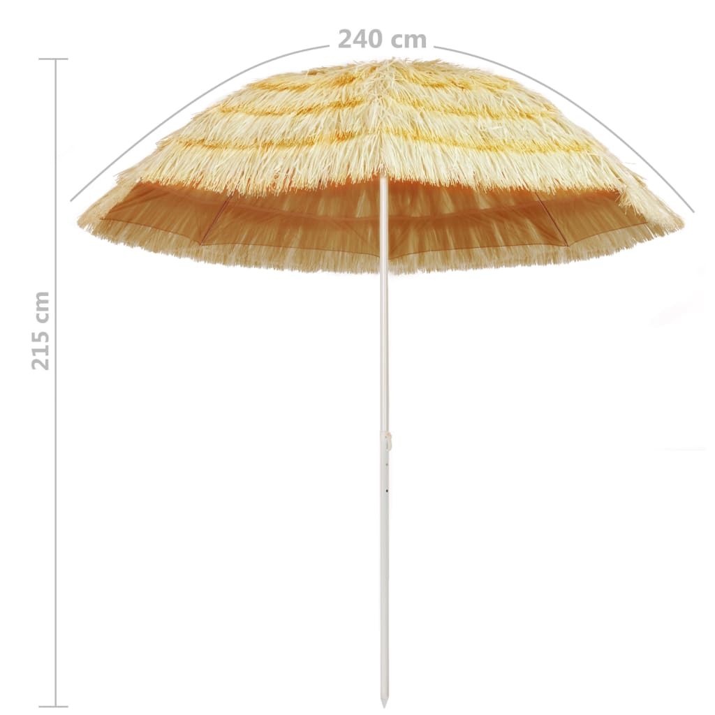 vidaXL Beach Parasol | Natural | Polypropylene, Polyester, Powder-Coated Steel