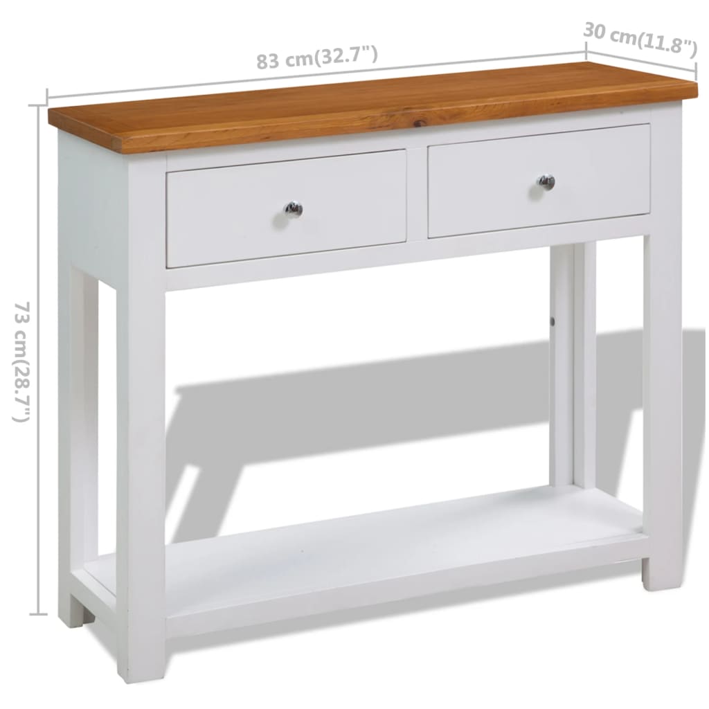 vidaXL Console Table 83x30x73 cm Solid Oak Wood