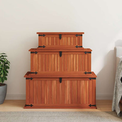 vidaXL Storage Chest | Brown | Solid acacia wood, MDF | Set of 3 | Storage Chest