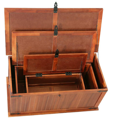 vidaXL Storage Chest | Brown | Solid acacia wood, MDF | Set of 3 | Storage Chest