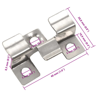 vidaXL 100 pcs Decking Clips with 200 Screws Stainless Steel