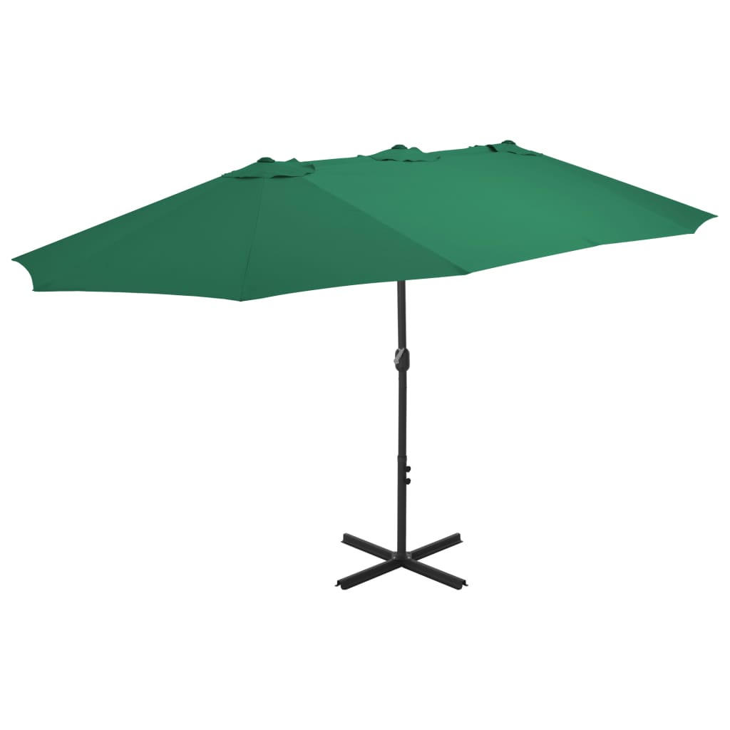 vidaXL Garden Parasol | Green | Polyester fabric, Aluminium pole | Extra large