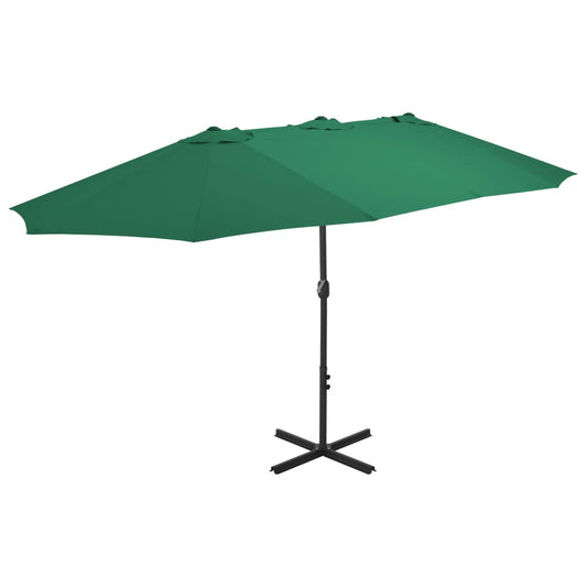 vidaXL Garden Parasol | Green | Polyester fabric, Aluminium pole | Extra large