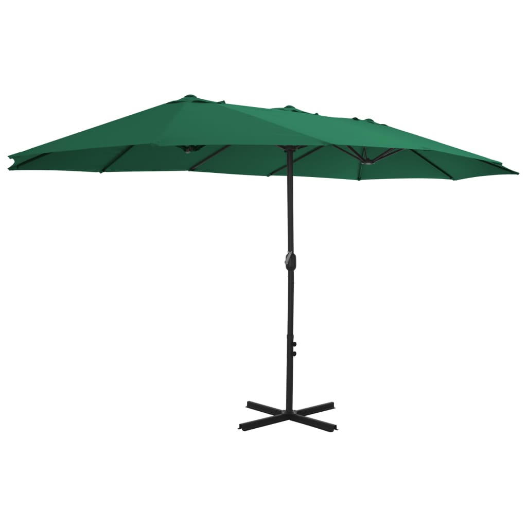 vidaXL Garden Parasol | Green | Polyester fabric, Aluminium pole | Extra large