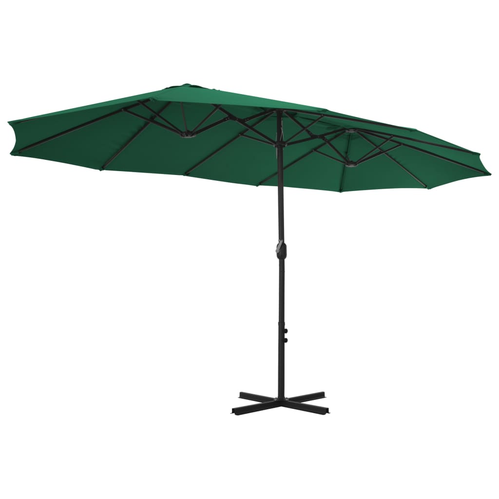 vidaXL Garden Parasol | Green | Polyester fabric, Aluminium pole | Extra large