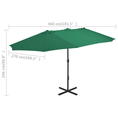 vidaXL Garden Parasol | Green | Polyester fabric, Aluminium pole | Extra large