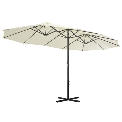 vidaXL Garden Parasol with Aluminium Pole 460x270 cm Sand