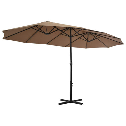 vidaXL Parasol | Taupe | Polyester | Extra Large |  Height-Adjustable