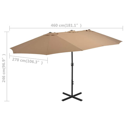 vidaXL Garden Parasol with Aluminium Pole 460x270 cm Taupe