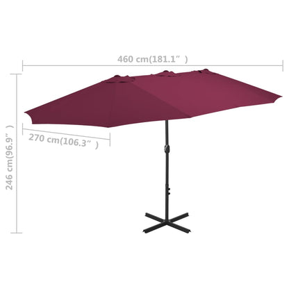 vidaXL Garden Parasol | Bordeaux Red | Polyester, Aluminium | Extra large