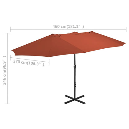vidaXL Garden Parasol | Terracotta | Polyester | Extra Large