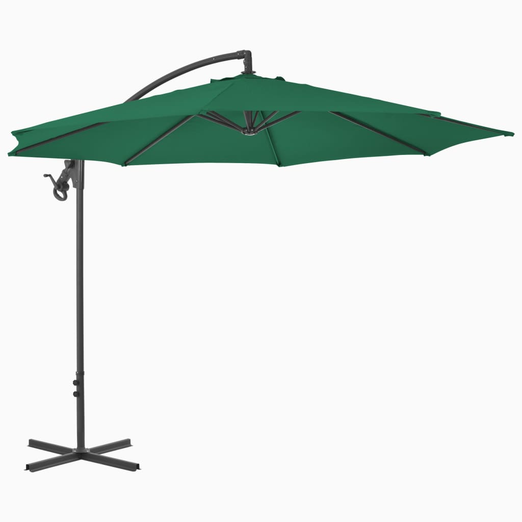 vidaXL Cantilever Garden Parasol | Green | Polyester | Large | Tiltable