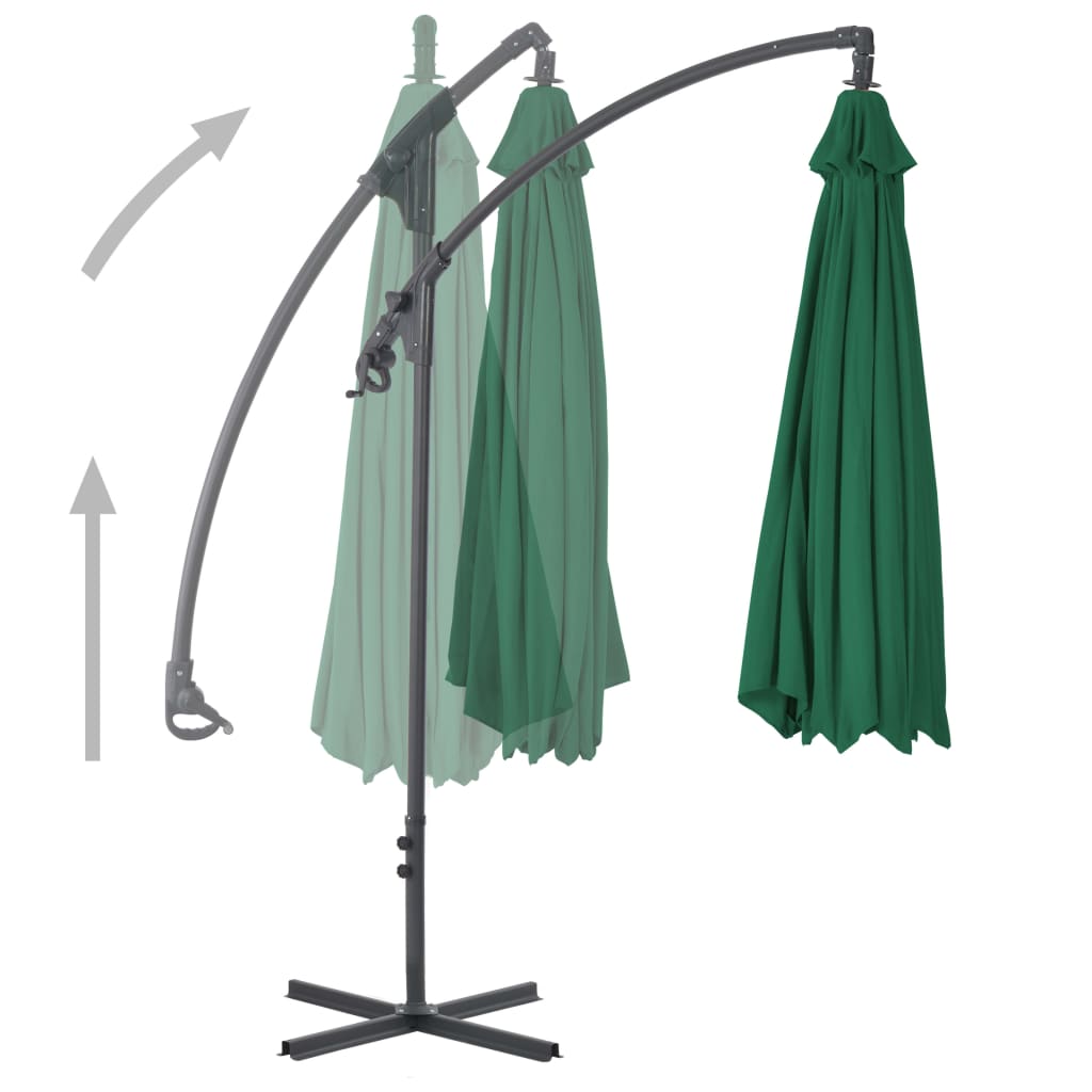 vidaXL Cantilever Garden Parasol | Green | Polyester | Large | Tiltable