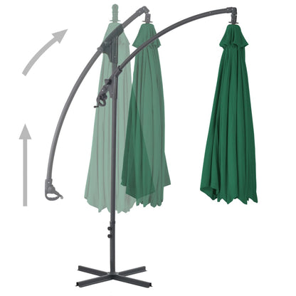vidaXL Cantilever Garden Parasol | Green | Polyester | Large | Tiltable