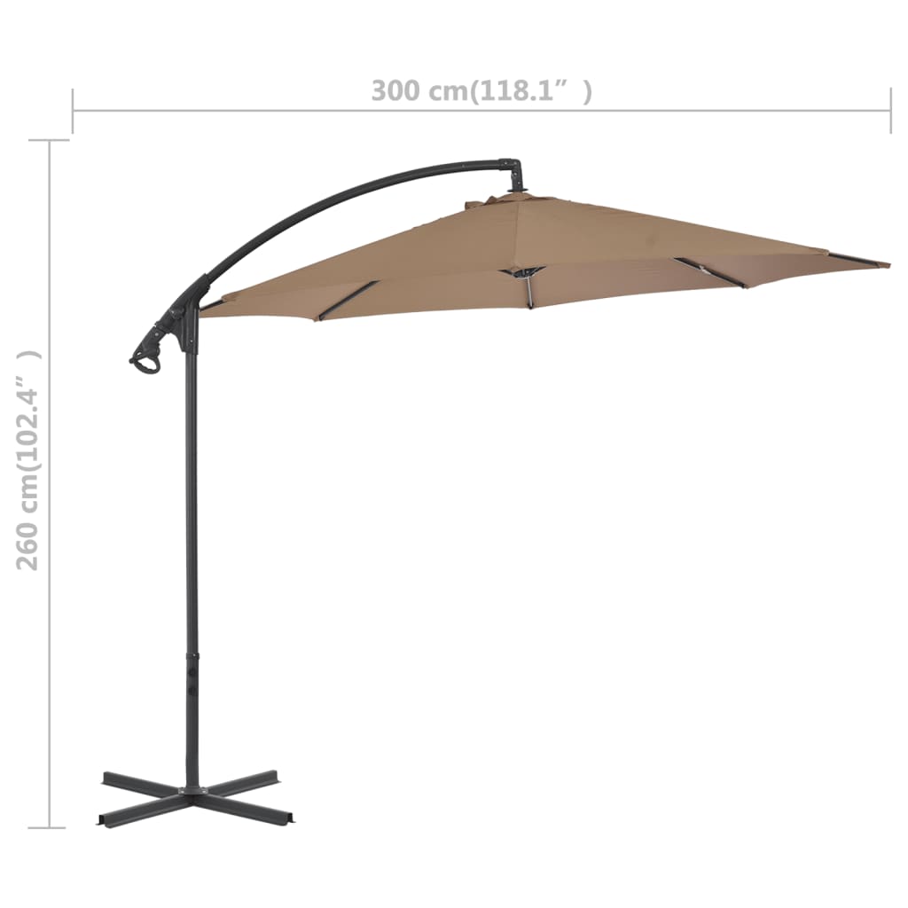 vidaXL Cantilever Garden Parasol | Taupe | Polyester, Steel | Large
