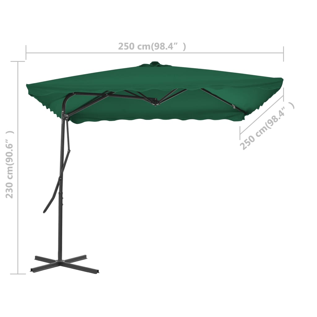 vidaXL Garden Parasol | Green | Polyester, Steel | Large
