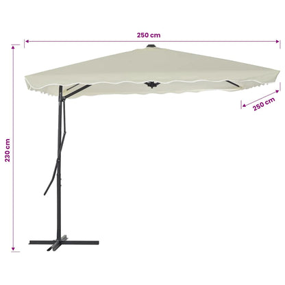 vidaXL Garden Parasol with Steel Pole 250x250 cm Sand