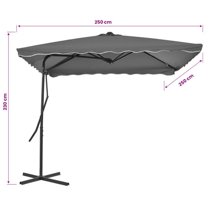 44883 vidaXL Outdoor Parasol with Steel Pole 250x250 cm Anthracite