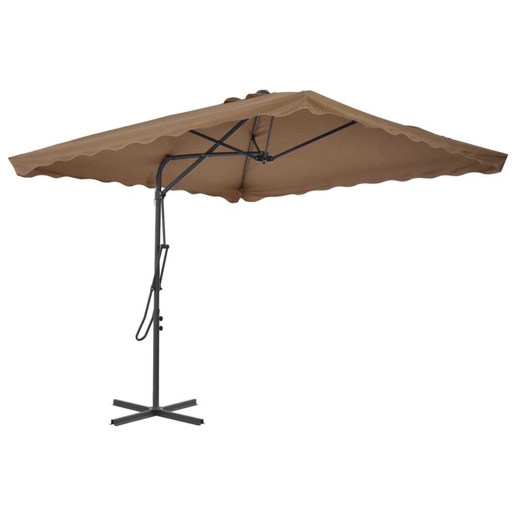 vidaXL Garden Parasol | Taupe | Polyester | Large | Rotatable | Garden Parasol