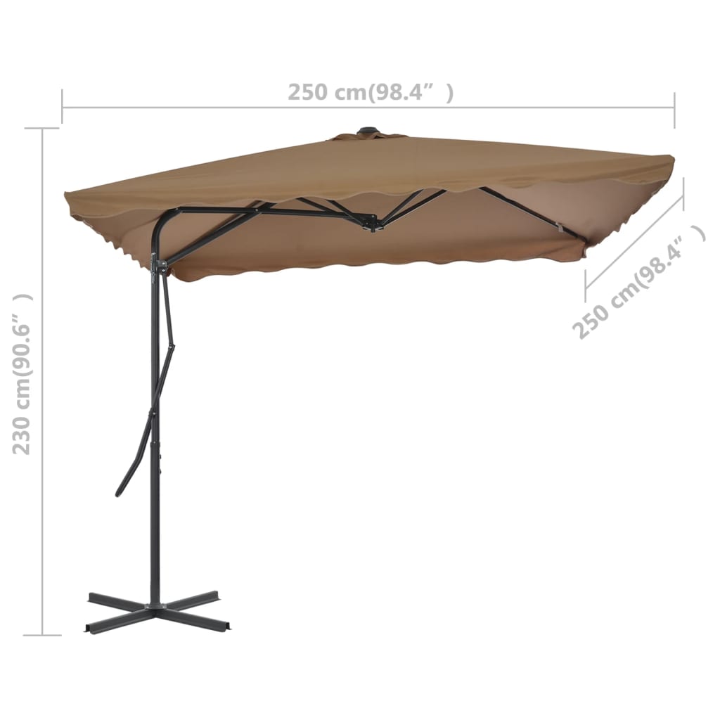 vidaXL Garden Parasol | Taupe | Polyester | Large | Rotatable | Garden Parasol