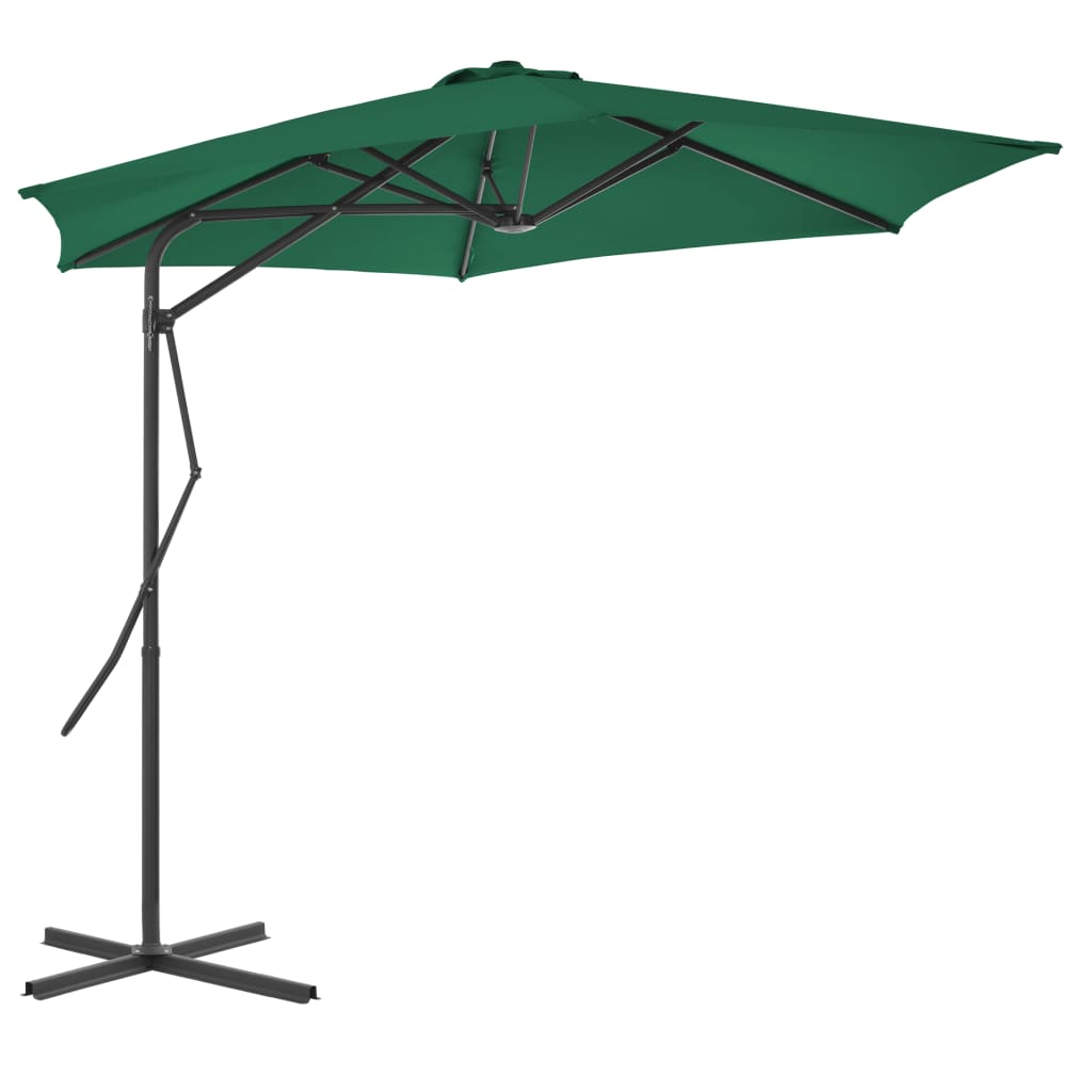 vidaXL Garden Parasol with Steel Pole 300 cm Green