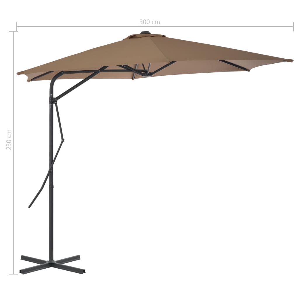 vidaXL Garden Parasol with Steel Pole 300 cm Taupe