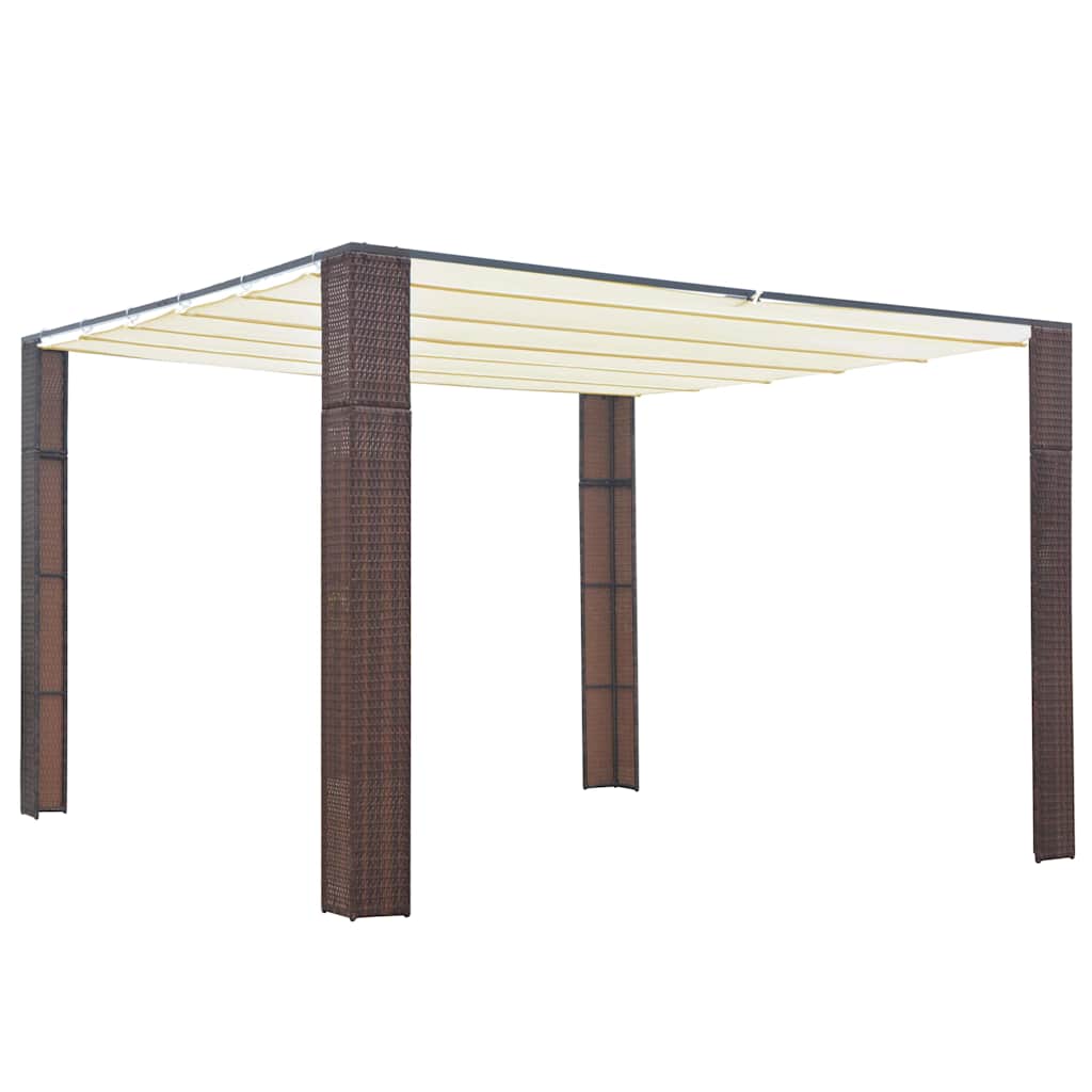 vidaXL Gazebo with Roof Poly Rattan 300x300x220 cm Brown and Cream