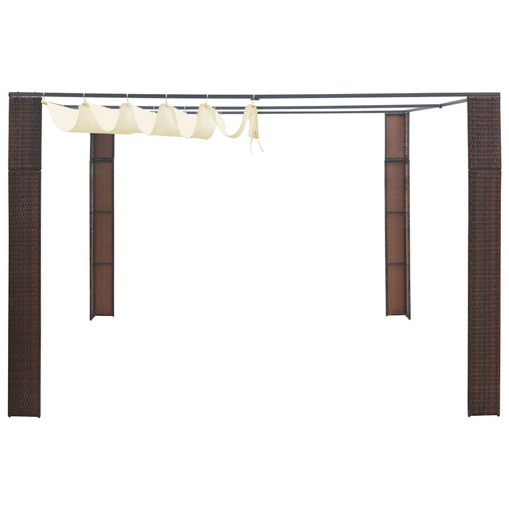 vidaXL Gazebo with Roof Poly Rattan 300x300x220 cm Brown and Cream