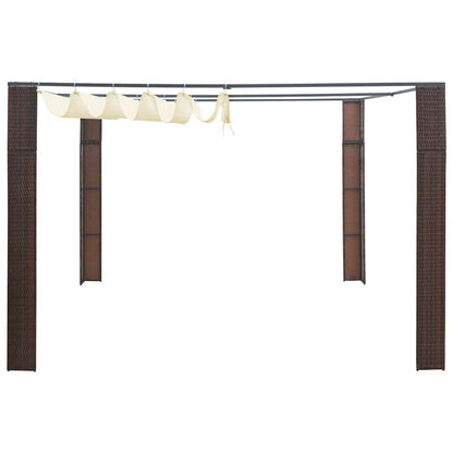 vidaXL Gazebo with Roof Poly Rattan 300x300x220 cm Brown and Cream